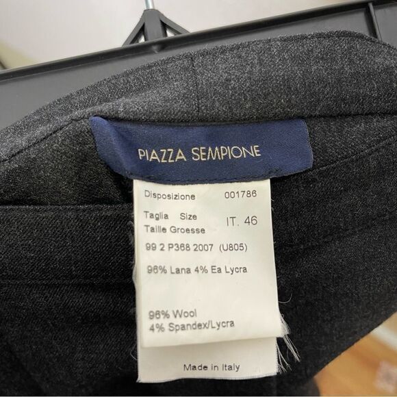 Piazza Sempione Straight Leg Zip Pocket Wool Pants Gray 10 - Picture 6 of 6